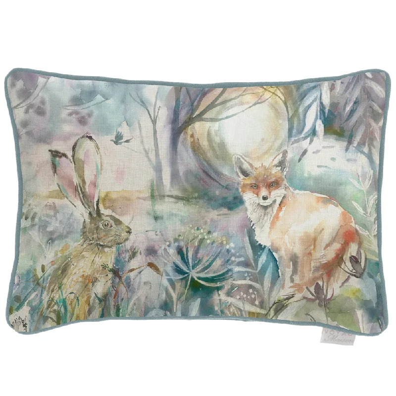 Fox And Hare Printed Cushion Purple