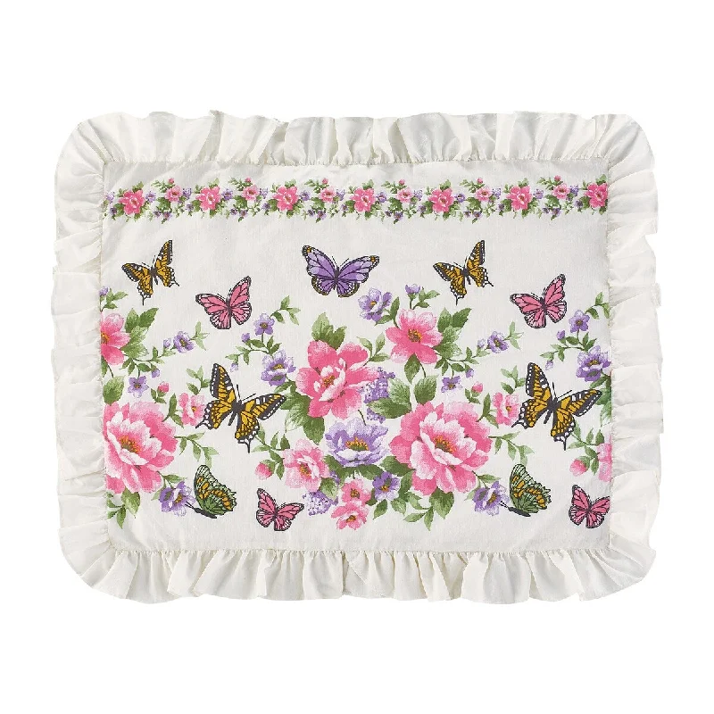 Fluttering Butterfly Wreath Bouquet Bed Pillow Sham