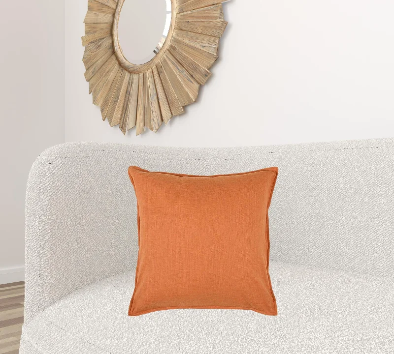 Orange Solid Color Flange Edge Throw Pillow