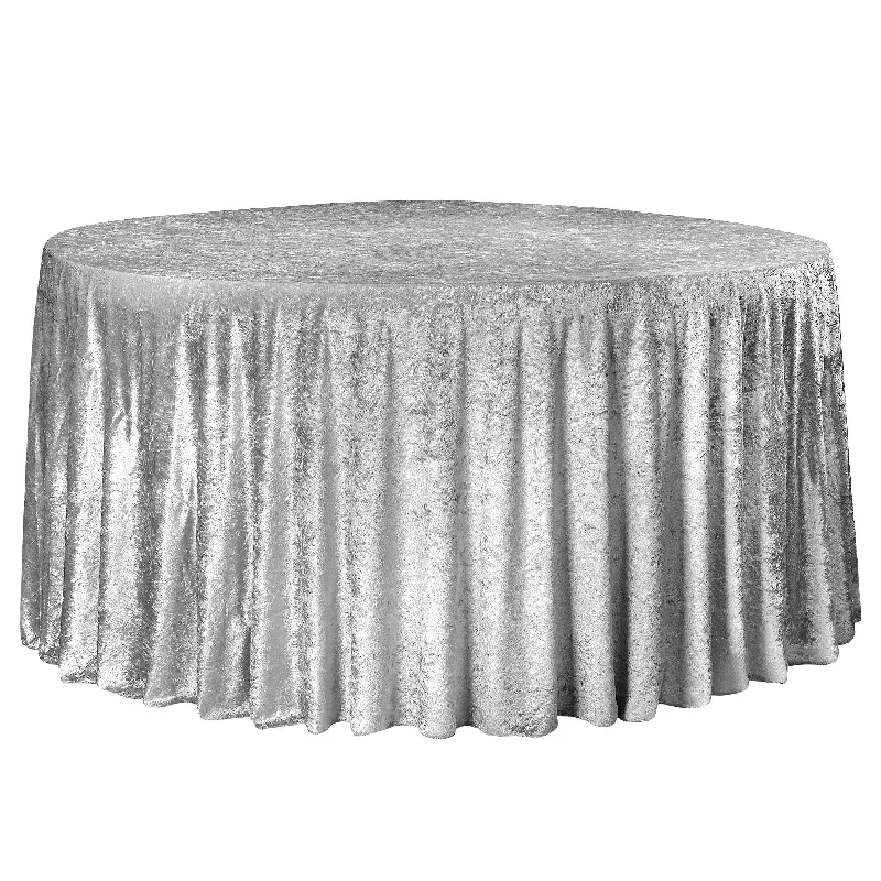 Velvet 132" Round Tablecloth - Silver