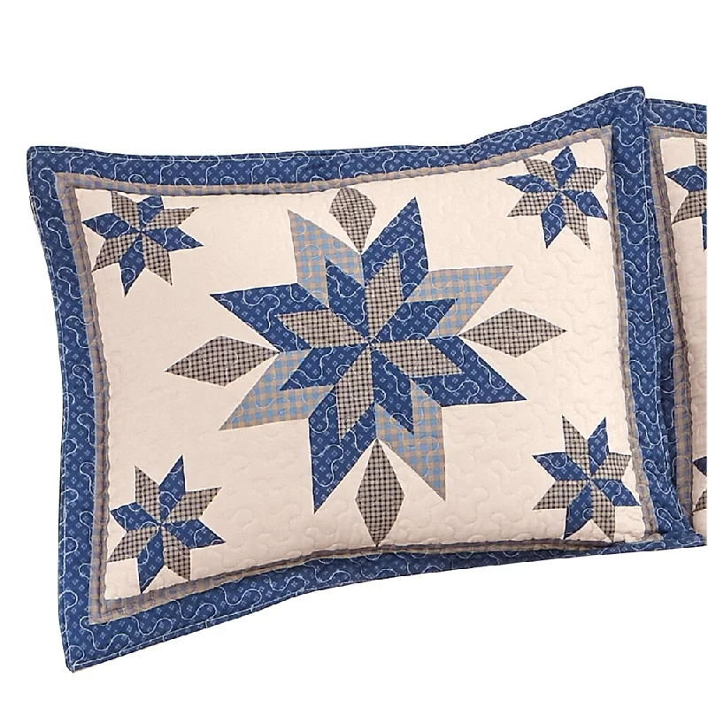 Navy Star Patchwork Pillow Sham