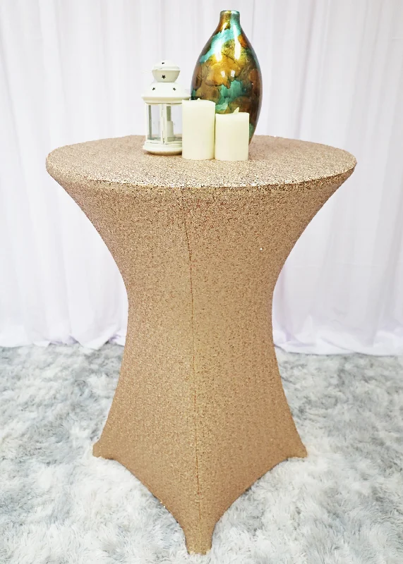 36"x42" Cocktail Sequin Spandex Table Cover - Champagne (1pc)