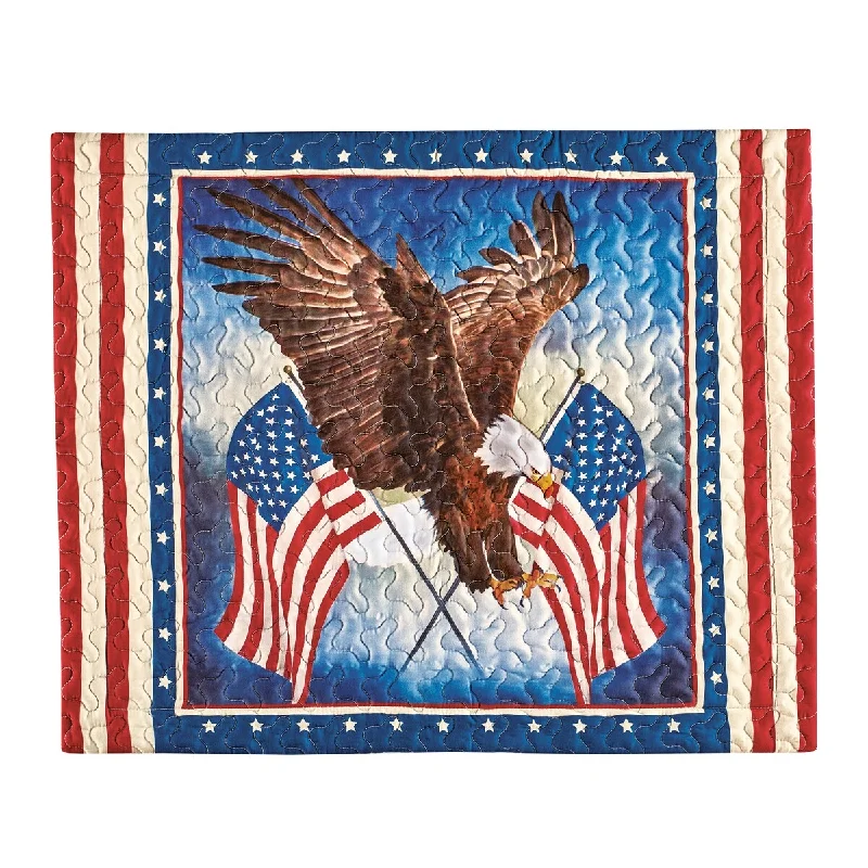 Majestic American Eagle Blue Bordered Pillow Sham