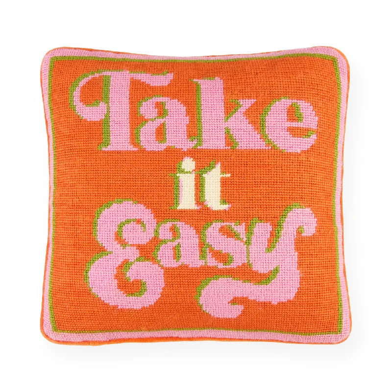 Take It Easy Needlepoint Pillow