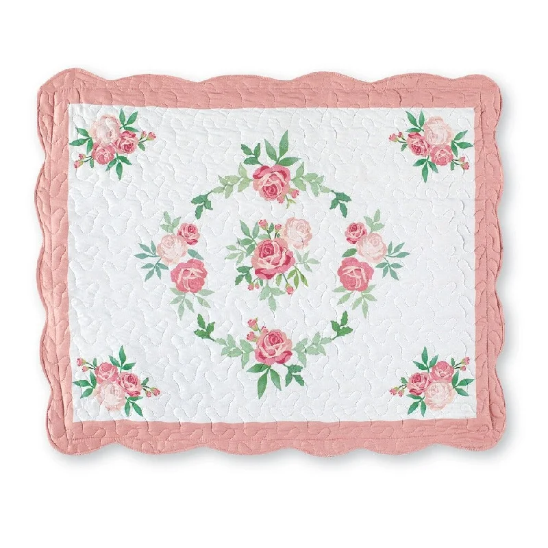 Rose Garland Quilted Scalloped Pillow Sham