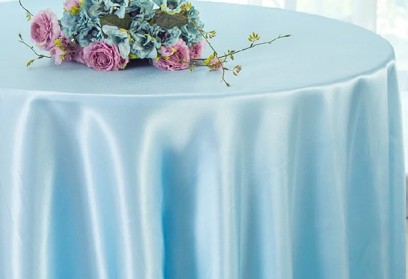 120" Seamless Round Satin Tablecloth - Baby Blue (1pc)