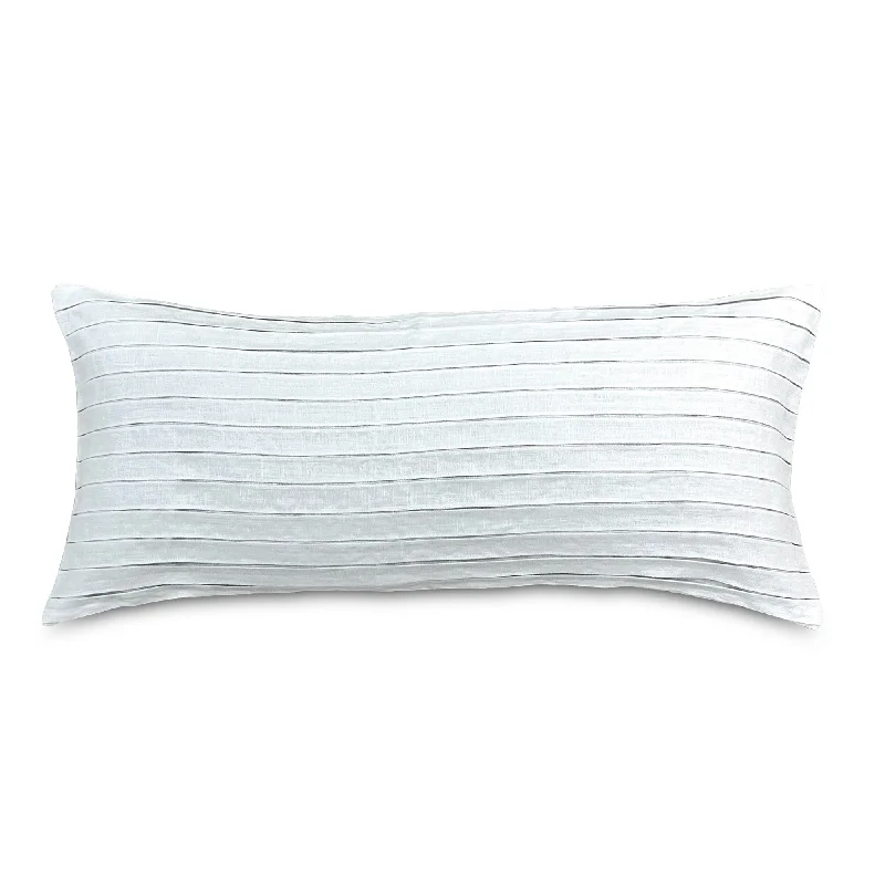 White Modern Pleated Lumbar Pillow Cover 13x30