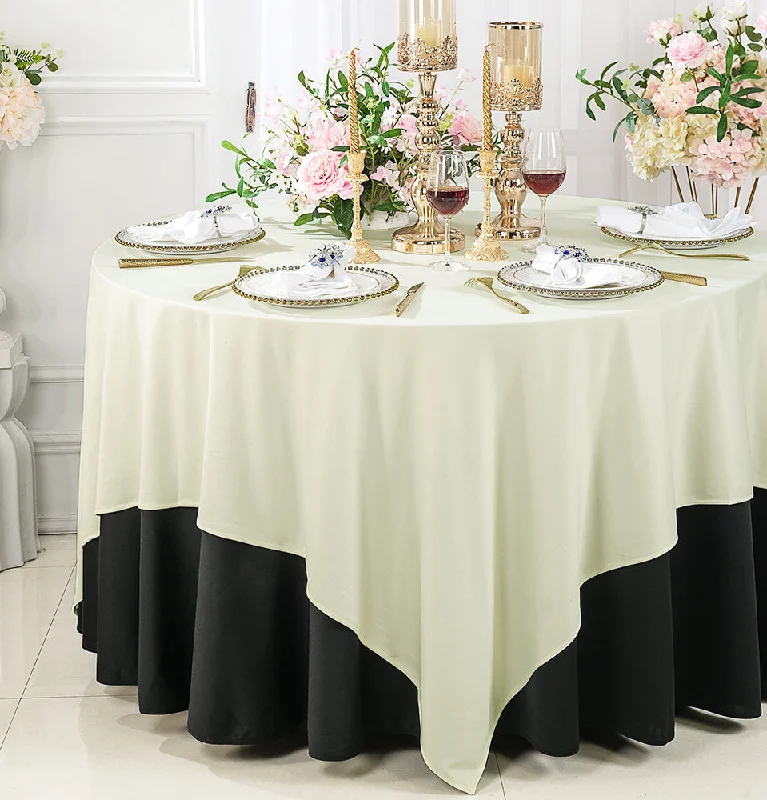 72"x72" Seamless Square Scuba (Wrinkle-Free) (240 GSM) Tablecloth /Table Overlay- Ivory (1pc)