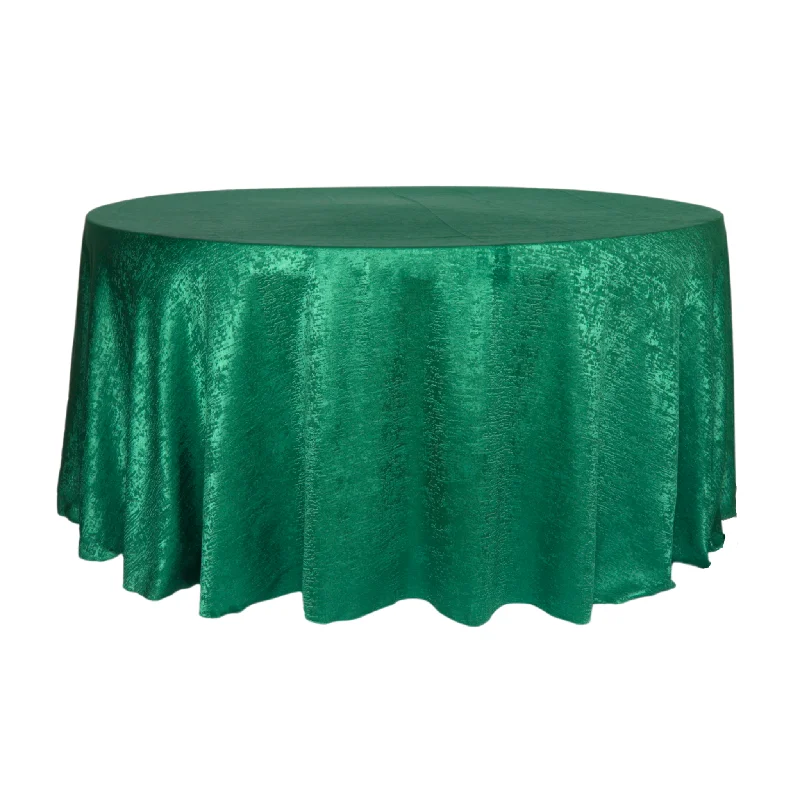 Crinkle Shimmer 132" Round Tablecloth - Emerald Green