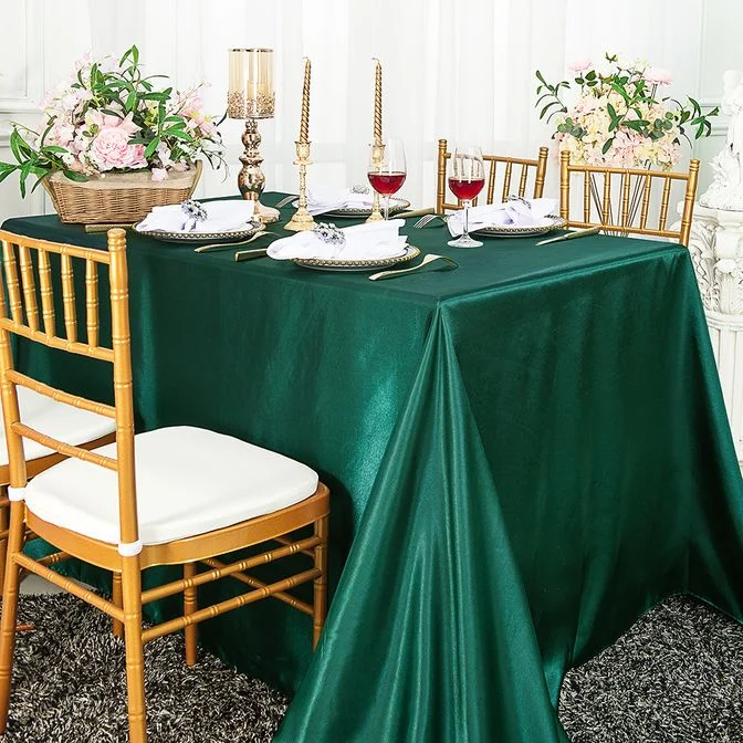 90"x156" Seamless Rectangular Satin Tablecloth - Hunter Green/Holly Green (1pc)