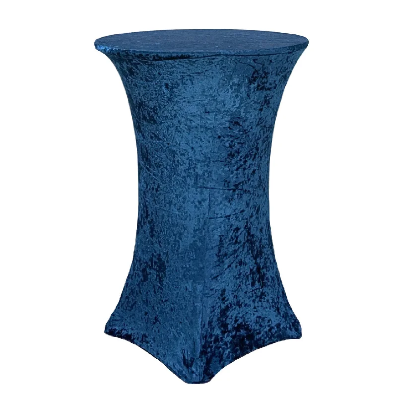 Velvet Spandex 30 Inch Highboy Cocktail Round Table Cover Navy Blue