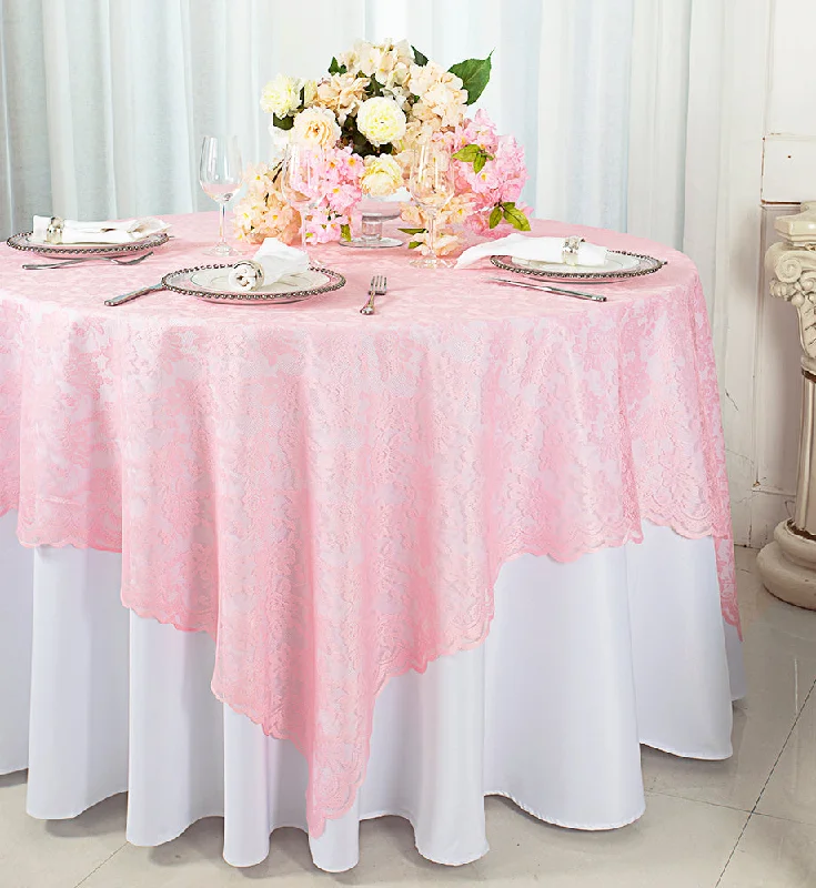 72"x72" Square Caspari Lace Tablecloth/Table Overlay Toppers - Pink (1pc)