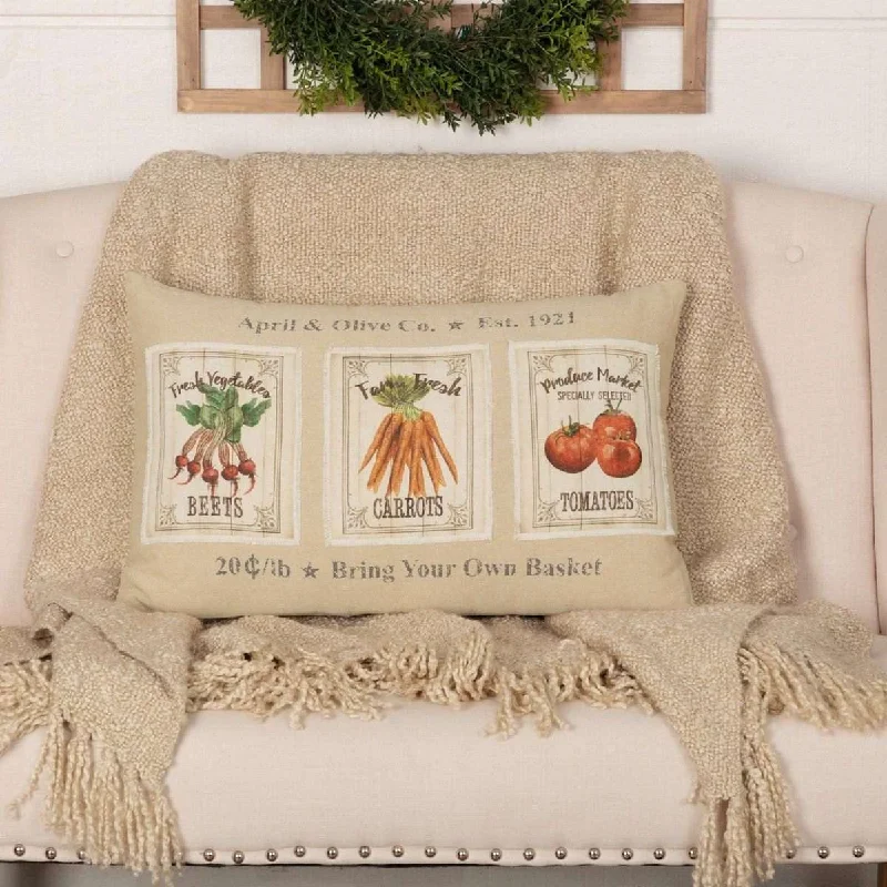 Farmer's Market Garden Veggie Pillow 14x22