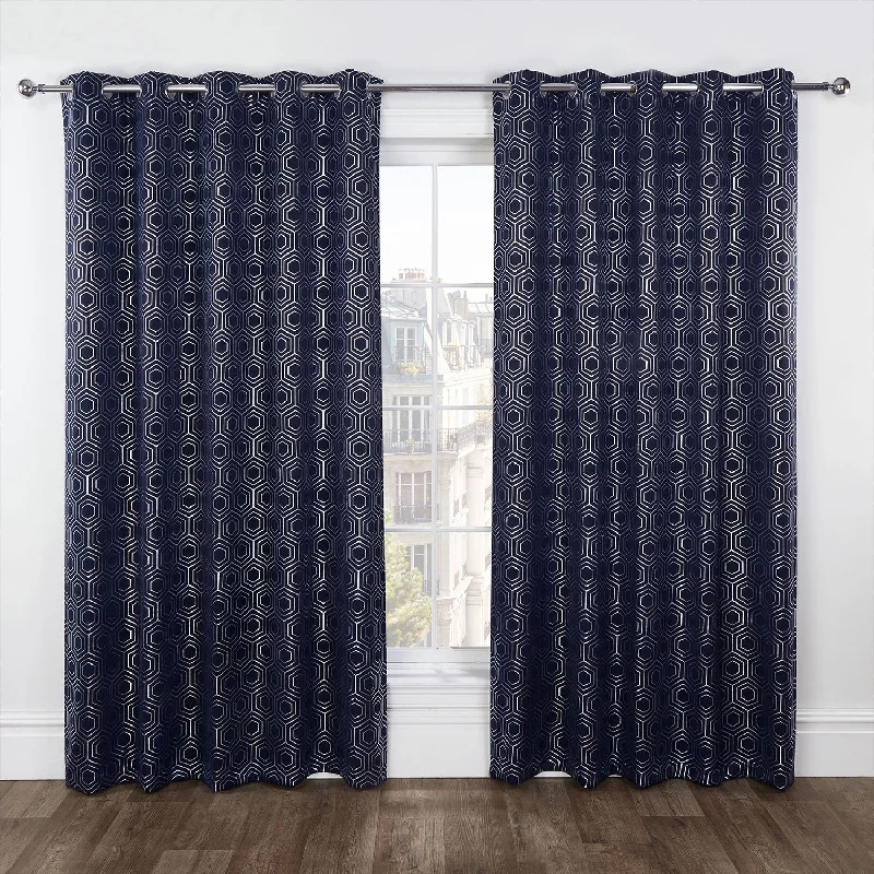 Hartford Navy Blue Thermal Blackout Eyelet Curtains