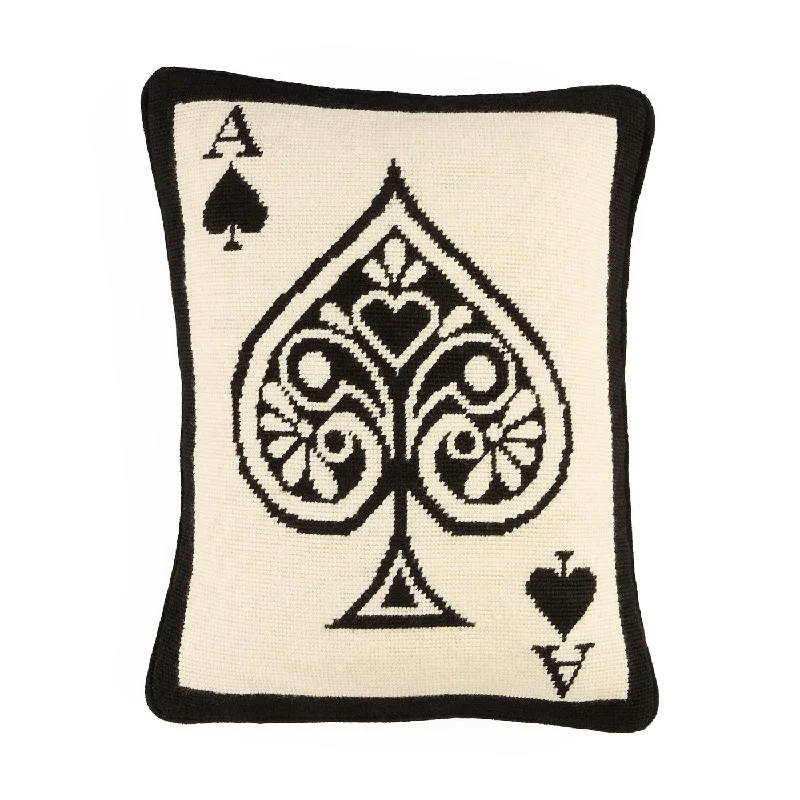 Ace Of Spades Needlepoint Pillow