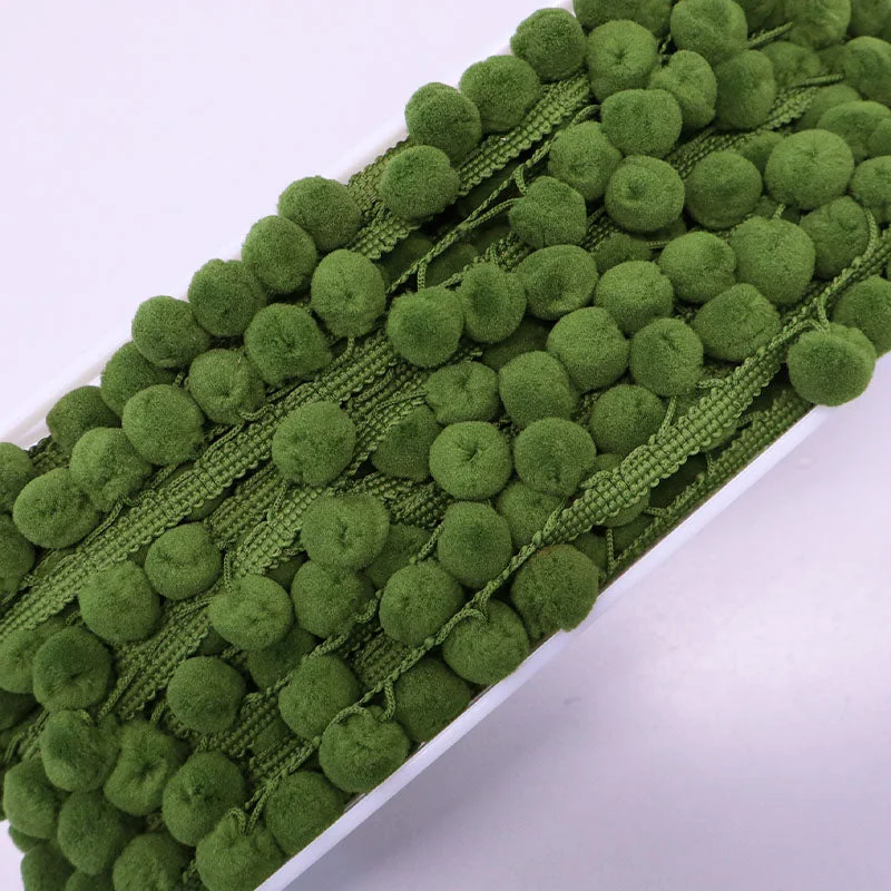 Pom Pom Trim - Khaki Green