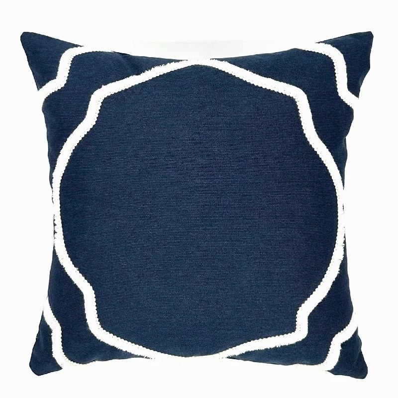 Blue Coastal  Decorative Border Throw Pillow Cover 16x16"