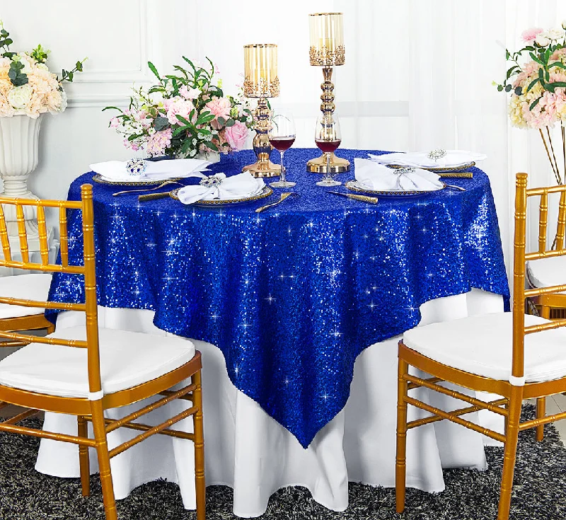 72"x72" Seamless Square Sequin Taffeta Tablecloth/Table Overlay - Royal Blue (1pc)