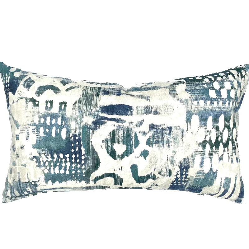 Steel Blue Abstract Lumbar Pillow Cover 15x26