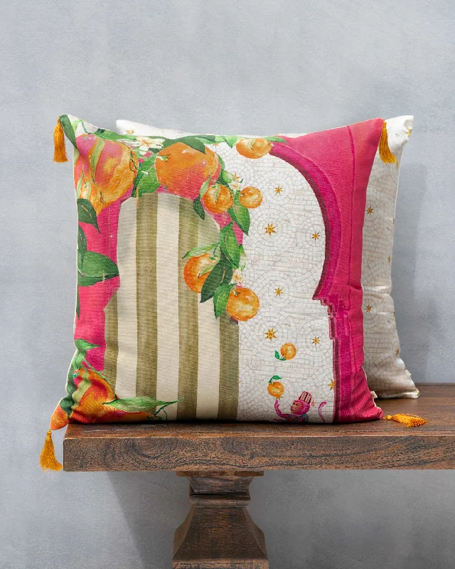 Tangerine Stripes Cushion Cover