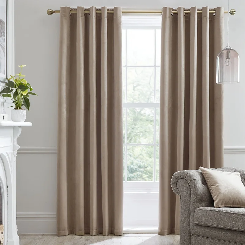 Montrose Linen Velvet Blackout Thermal Coated Eyelet Curtains