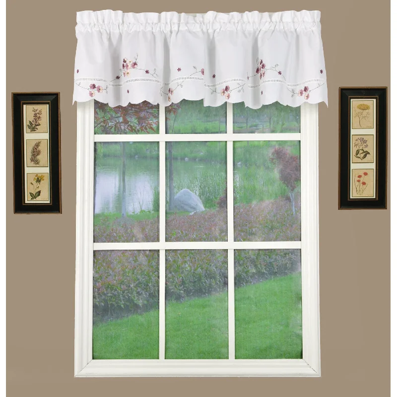 Christine Curtains White with Rose Floral Accents 22