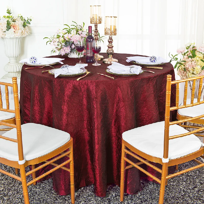 120" Seamless Round Crushed Taffeta Tablecloth - Burgundy (1pc)