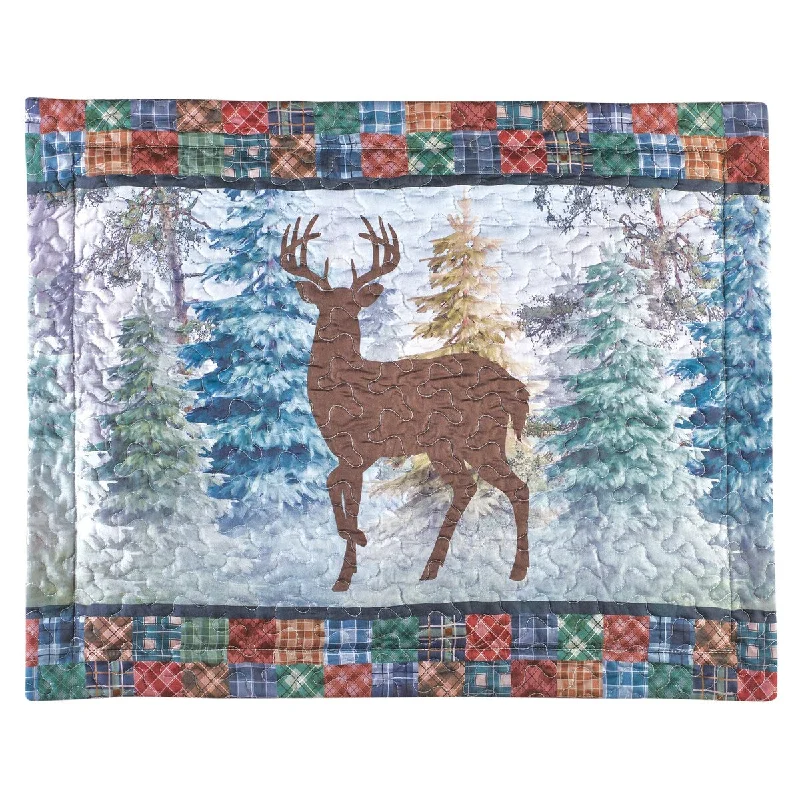 Woodland Deer and Plaid Reversible Pillow Sham