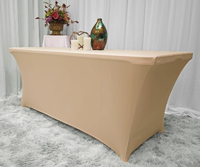 6 Ft Rectangular Spandex (220 GSM) Table Cover - Champagne (1pc)