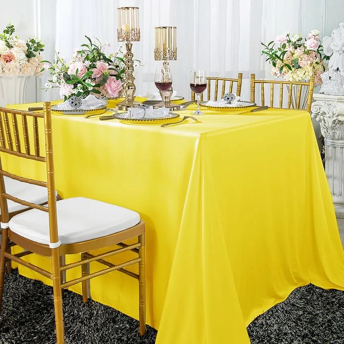 90"x132" Seamless Rectangular Scuba (Wrinkle-Free) (240 GSM) Tablecloth - Canary Yellow (1pc)