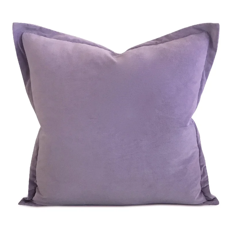 Lilac Velvet Self Flange Throw Pillow Cover 22x22