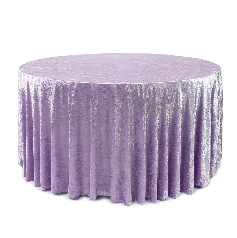 120 Inch Round Crushed Velvet Tablecloth Lavender