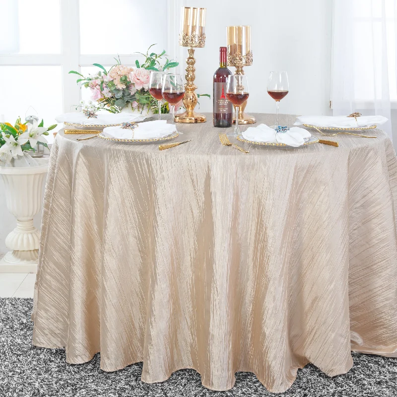 120" Seamless Round Accordion Crinkle Taffeta Tablecloth - Champagne (1pc)