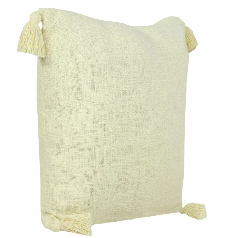 20" X 20" Light Yellow 100% Cotton Zippered Pillow