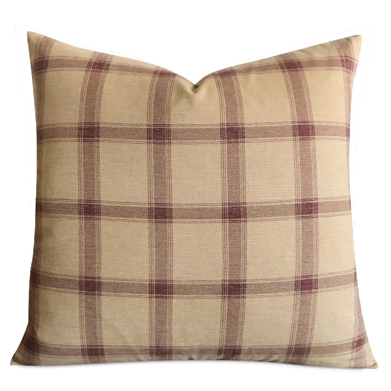 Purple Large English Country Plaid Luxury Woven Lumbar Pillow Cover 22x22