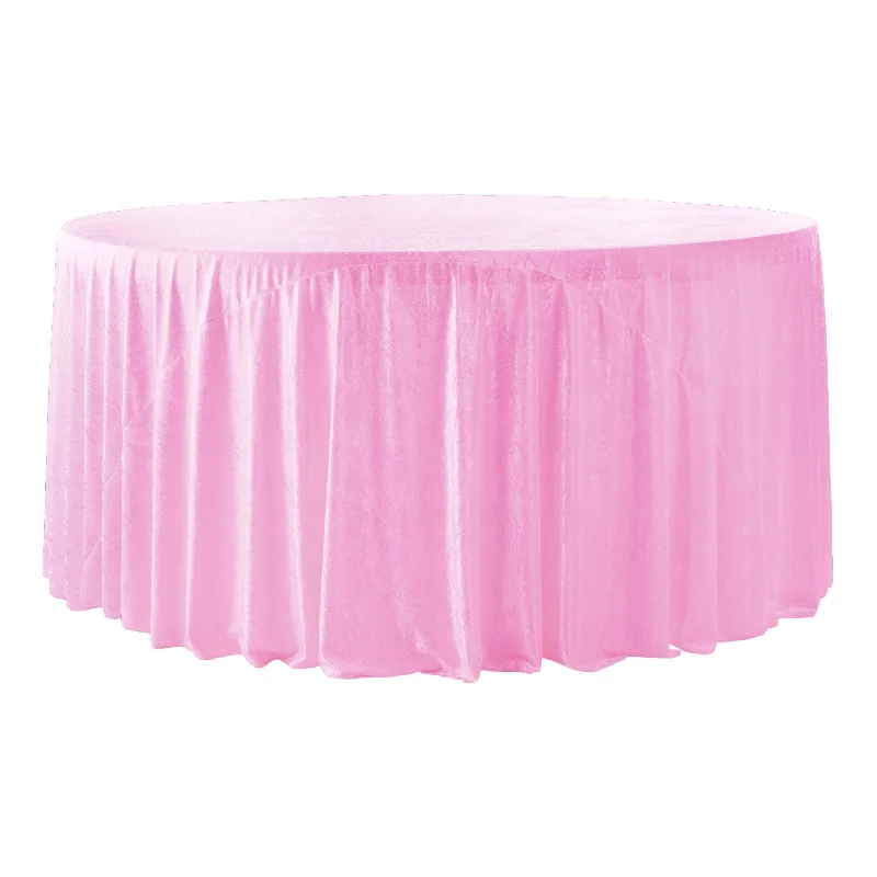 Velvet 132" Round Tablecloth - Pink