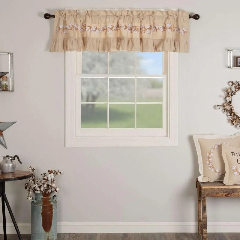 Ashmont Cotton Valance Curtain Creme, Khaki, Golden Tan VHC Brands