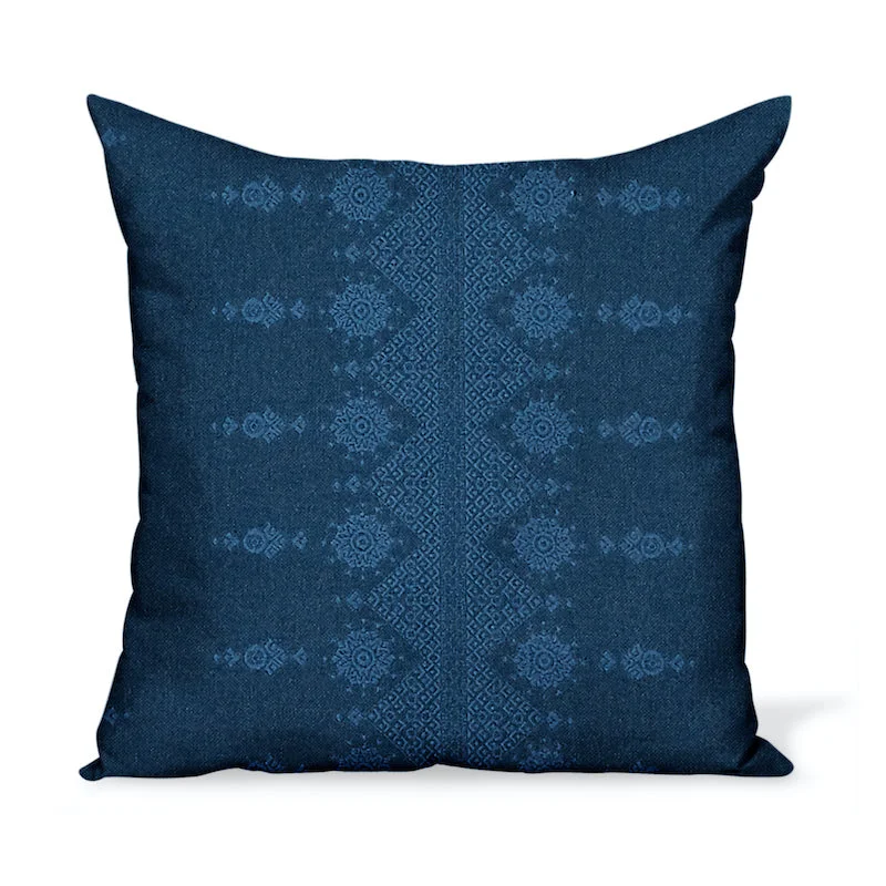 Peter Dunham Textiles Outdoor Carmania in Midnight on Indigo Pillow