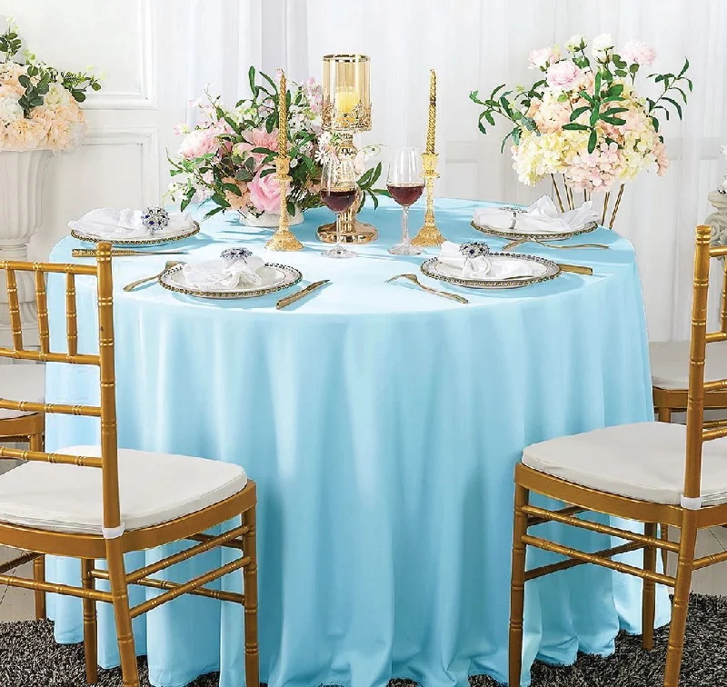 120" Seamless Round Scuba (Wrinkle-Free) (240 GSM) Tablecloth - Baby Blue (1pc)