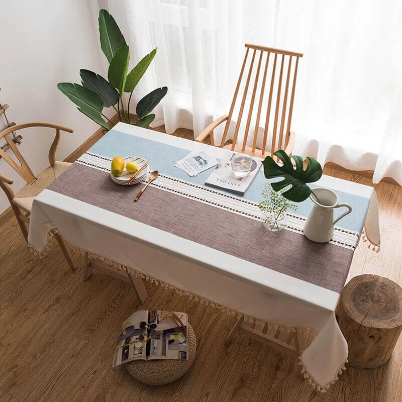 Striped Linen Rectangle Tablecloth