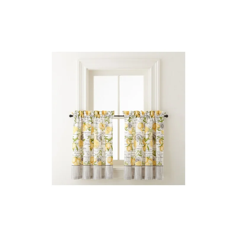 Waverly Lemon Zest 2 pc. Rod Pocket Window Tier Curtain Pair - 30x36