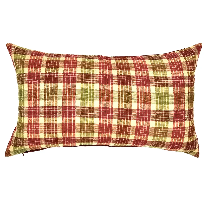 Red Traditional Plaid Lumbar Pillow Cover 13x22