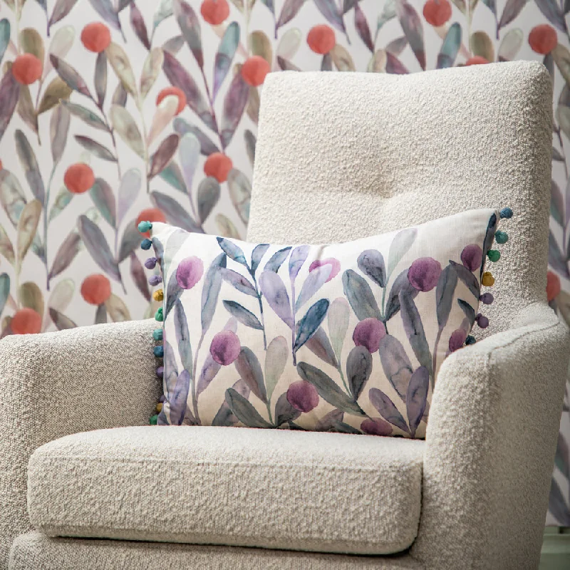 Katsura Printed Feather Cushion Violet