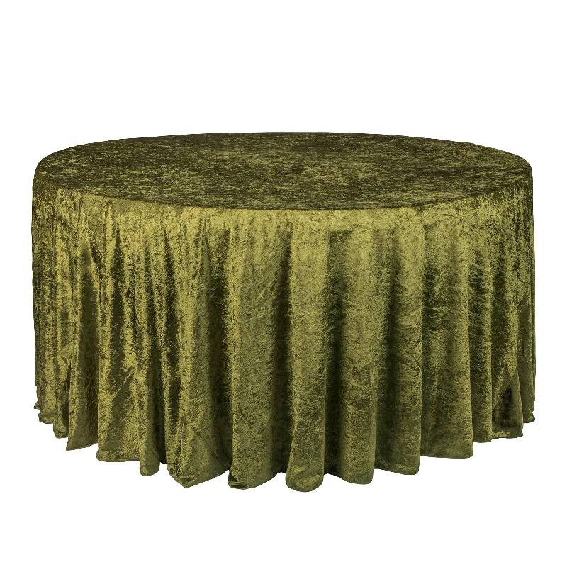 Velvet 132" Round Tablecloth - Olive Green