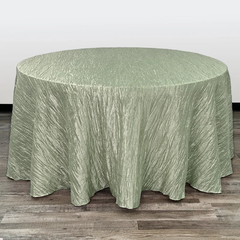 132 Inch Round Crinkle Taffeta Tablecloth Sage