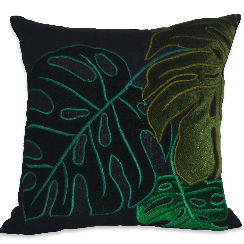 Tropical leaves Pillow Cover, Monstera Leaves Pillow Cover, Linen Pillowcase, Velvet Pillow