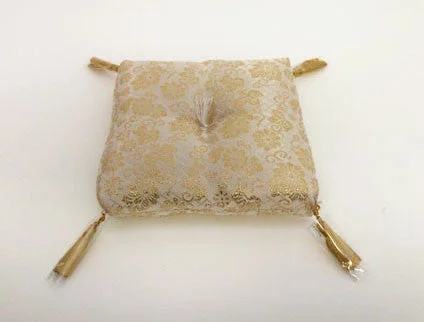 Gold Square Floral Print Bell Cushion for No. 6 (7.75" Diameter) Bell