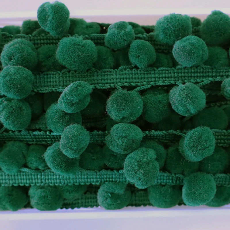 Pom Pom Trim - Dark Green