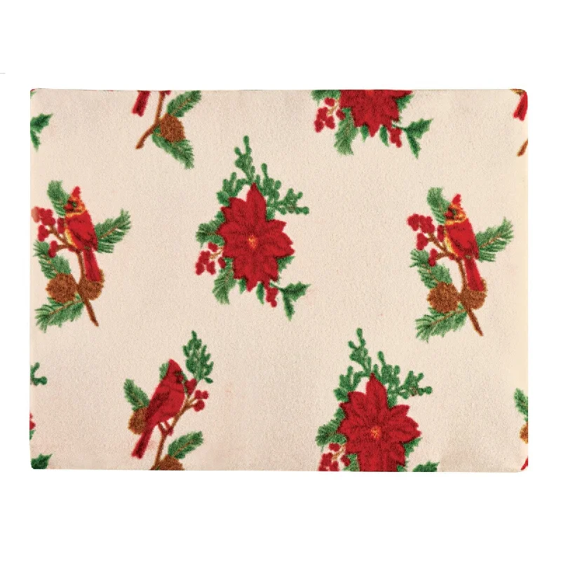 Cardinal Poinsettia Ultra Soft Fleece Ivory Pillow Sham