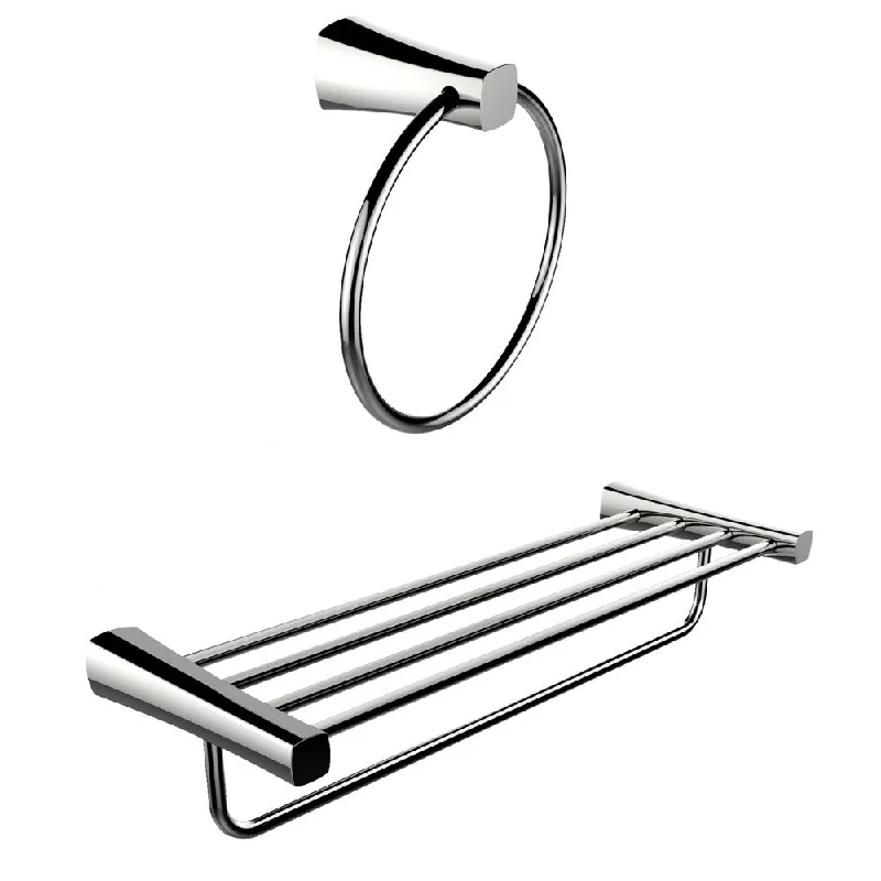 Chrome Plated Towel Ring With Multi-Rod Towel Rack Accessory Set